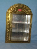 Antique brass, glass and mirrored wall hanging display case