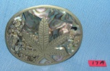 Marijuana leaf solid brass belt buckle
