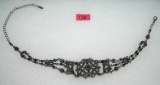 Vintage onyx and rhinestone necklace