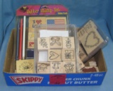 Box full of craft and decorative rubber stamps