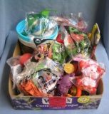 Box full of vintage fast food collectible toys