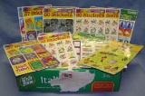 Box full of collectible sticker packages