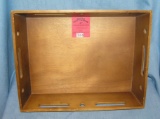 Wood decorative serving tray/silverware tote