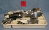 Tray full of estate silverware and serving pieces