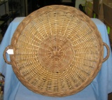 Large 21 inch circular handmade wicker serving platter