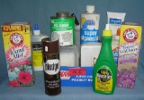 Box full of home care cleaning and household products