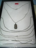 Group of silver and silver plated necklaces