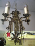Antique brass and wrought iron chandelier