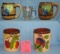 Group of vintage fruit decorated mugs