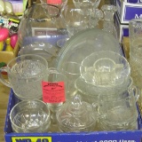 Large box of vintage and estate glassware