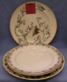 Group of 4 floral decorated serving plates