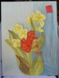 Floral oil on board painting