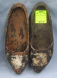 Pair of stencil decorated wooden shoes