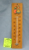 Early Dutch themed wooden wall thermometer