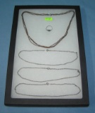 Collection of sterling silver necklaces and ring