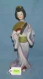 Asian fan girl hand painted bisque figure