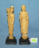 Pair of Asian Ivorine figures on bases