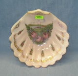 Vaseline glass shell shaped nautical bowl