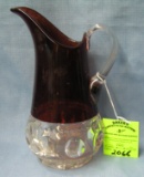 Antique cranberry to clear pitcher