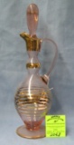 Vintage art glass decanter with gold trim