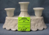 Milk Glass grape patterned 3 tier candle holder