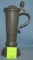 Antique pewter beer tankard with lion decorated front