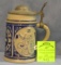 Early German beer stein with pewter lid