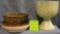 Group of art pottery & stoneware planters and trays