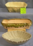 Group of three vintage art pottery planters