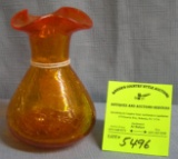 Early hand blown amber crackle glass