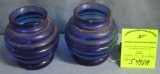 Pair of American made blue depression glass vases