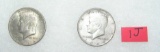 Pair of Kennedy silver half dollar coins
