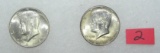Pair of 1964P Kennedy silver half dollar coins