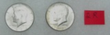 Pair of John F. Kennedy silver half dollar coins