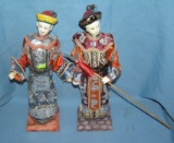 Pair of antique oriental dolls