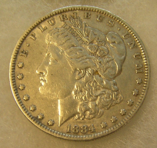1884 Morgan silver dollar in fine condition
