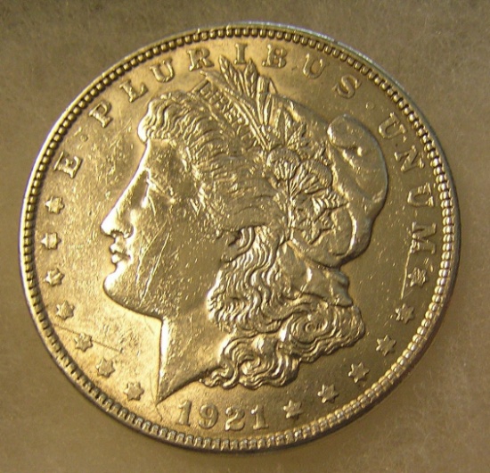 1921 Morgan silver dollar in fine condition
