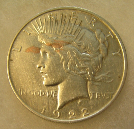 1922D Lady Liberty Peace silver dollar in fine condition