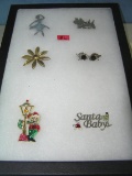 Collection of vintage costume jewelry pins