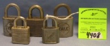 Group of five vintage padlocks