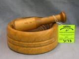 Vintage wooden mortar and pestle