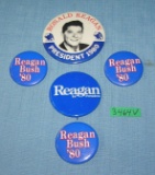 R. Reagan and George Bush political buttons