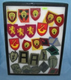 Collection of vintage military patches and more