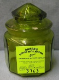 Vintage green art glass storage jar