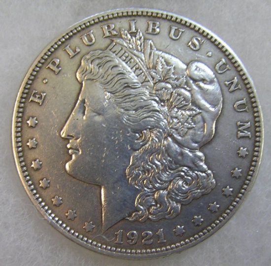 1921 Morgan silver dollar in fine condition