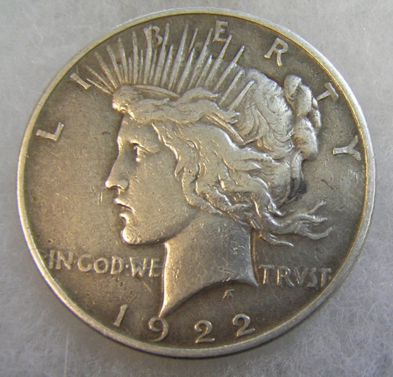 1922 Lady Liberty Peace silver dollar in fine condition