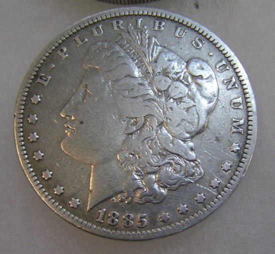 1885 Morgan silver dollar in fine condition