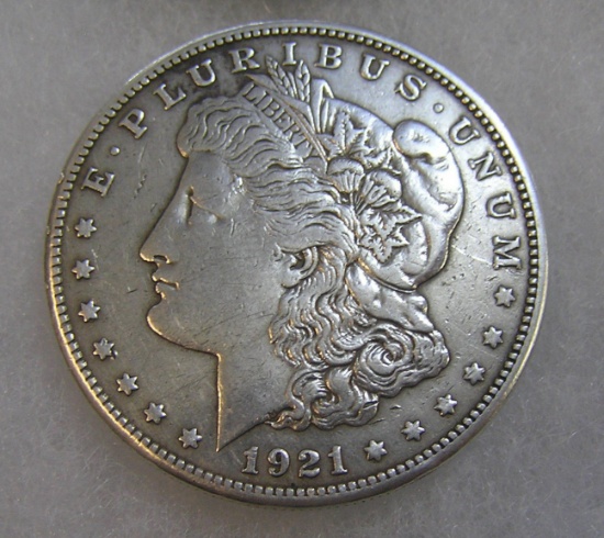 1921S Morgan silver dollar in fine condition