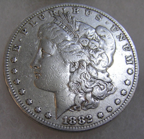 1882 Morgan silver dollar in fine condition