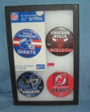 Group of vintage sports pin back buttons